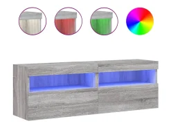 Móvel De Tv|Helloshop26 Armários de TV de parede prateleira multimídia aparador de TV sala de jantar sala de estar quarto e luzes LED 2 peças sonoma 60 x 30 x 40 cm cinza 02_0029152 Cinzento