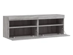 Móvel De Tv|Helloshop26 Armários de TV de parede prateleira multimídia aparador de TV sala de jantar sala de estar quarto e luzes LED 2 peças sonoma 60 x 30 x 40 cm cinza 02_0029152 Cinzento