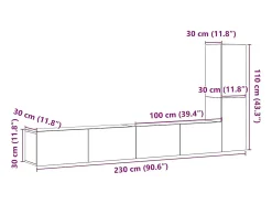 Móvel De Tv|vidaxl armários de TV montados na parede 3 pcs madeira velha Castanho