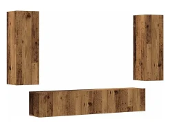 Móvel De Tv*vidaxl armários de TV montados na parede 4 pcs madeira velha Castanho