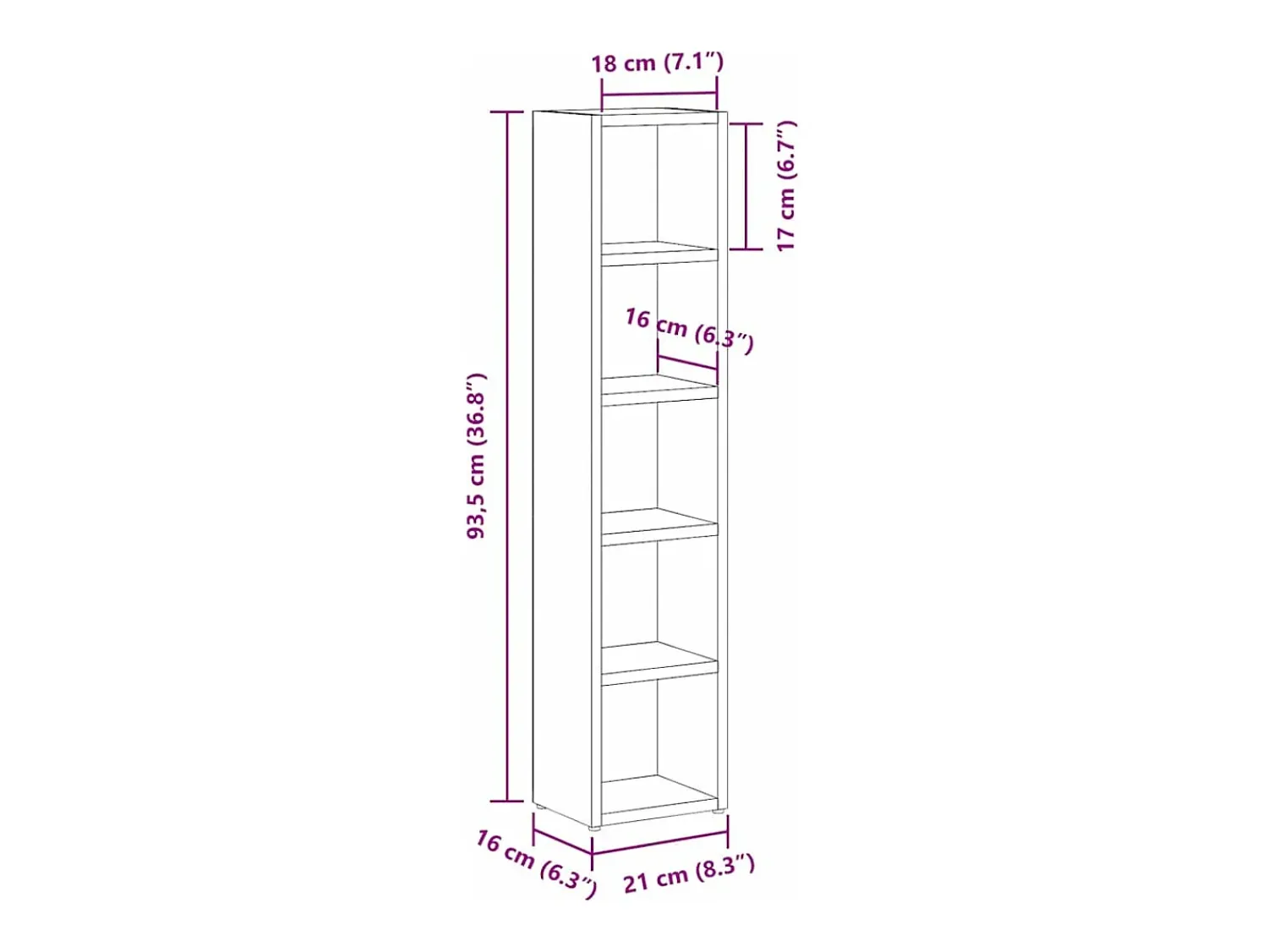vidaxl Armários para CDs 2pcs 21x16x93,5 cm derivados madeira fumado^ Móvel De Arrumação