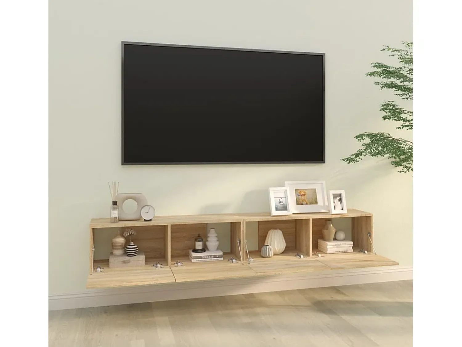Móvel De Tv* Armários parede 2pcs 100x30x30 cm derivados madeira sonoma PT231465 Castanho