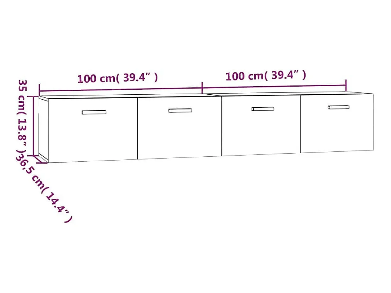 vidaxl Armários parede 2pcs 100x36,5x35 cm derivados cinza sonoma^ Móvel De Tv
