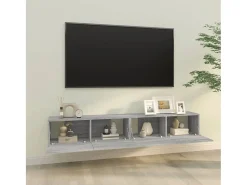 Armários parede 2pcs 100x30x30 cm derivados cinza sonoma PT243095^ Móvel De Tv