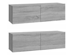 Armários parede 2pcs 100x30x30 cm derivados cinza sonoma PT243095^ Móvel De Tv