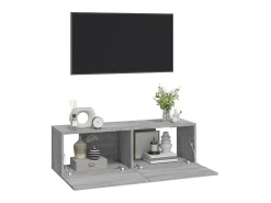 Armários parede 2pcs 100x30x30 cm derivados cinza sonoma PT243095^ Móvel De Tv