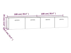 vidaxl Armários parede 2pcs 100x36,5x35 cm derivados madeira castanho^ Móvel De Tv