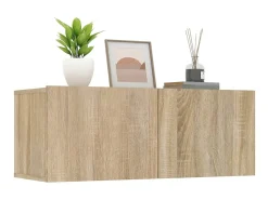 Móvel De Tv* Armários TV 2 pcs 80x30x30 cm derivados madeira carvalho sonoma PT992183 Castanho