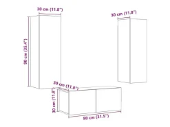 Móvel De Tv*vidaxl armários TV montados na parede 3 pcs madeira carvalho artisiano Castanho