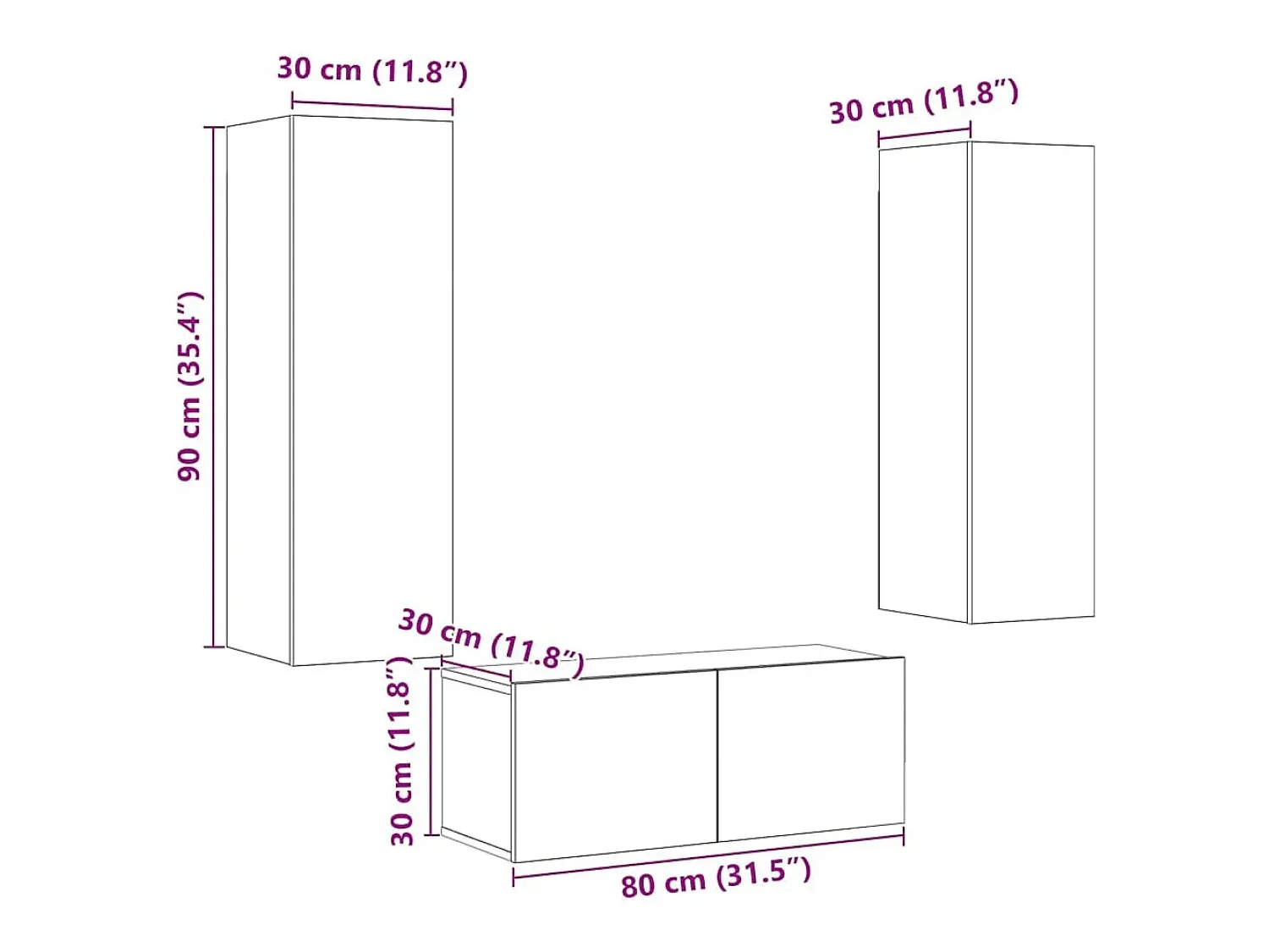 Móvel De Tv*vidaxl armários TV montados na parede 3 pcs madeira carvalho artisiano Castanho