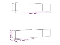 Móvel De Tv|vidaxl armários TV montados na parede 4 pcs madeira carvalho artisiano Castanho