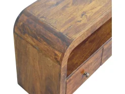 Móvel De Tv* Artisan Furniture Madeira maciça Unidade de Mídia Darcy com 3 Gavetas e Prateleira Aberta em Tom Castanho