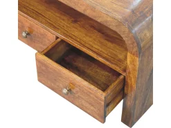 Móvel De Tv* Artisan Furniture Madeira maciça Unidade de Mídia Darcy com 3 Gavetas e Prateleira Aberta em Tom Castanho