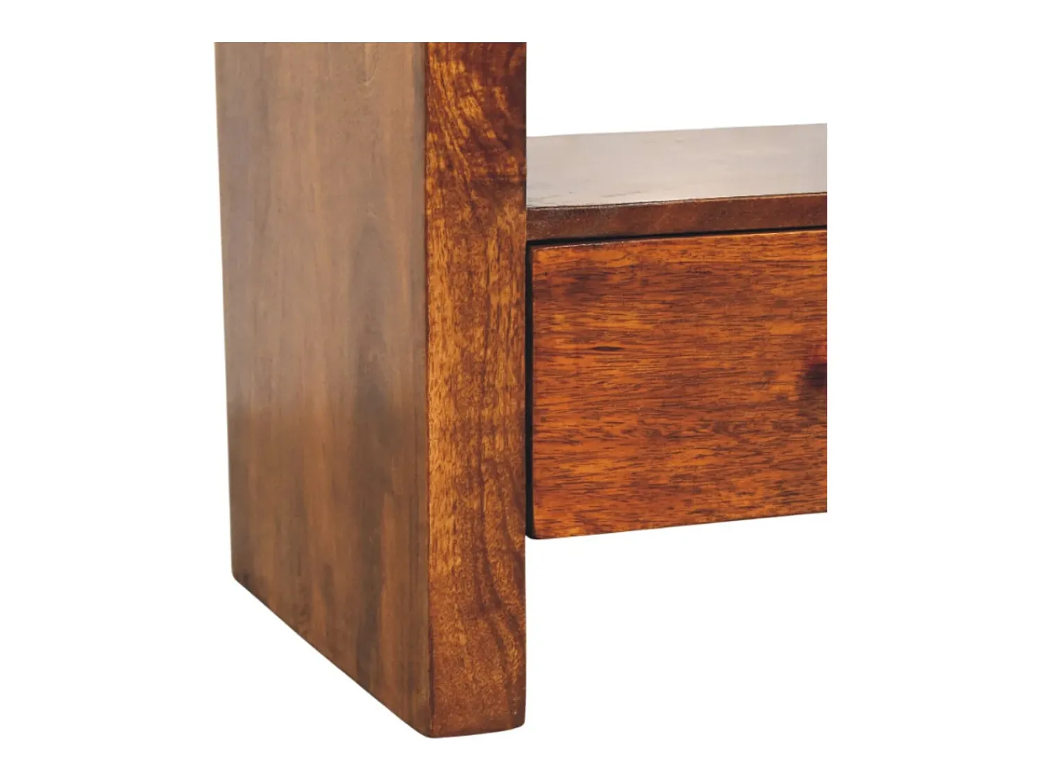 Móvel De Tv* Artisan Furniture Madeira maciça Unidade de Mídia Darcy com 3 Gavetas e Prateleira Aberta em Tom Castanho
