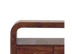 Móvel De Tv* Artisan Furniture Madeira maciça Unidade de Mídia Darcy com 3 Gavetas e Prateleira Aberta em Tom Castanho