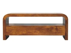 Móvel De Tv* Artisan Furniture Madeira maciça Unidade de Mídia Darcy com 3 Gavetas e Prateleira Aberta em Tom Castanho