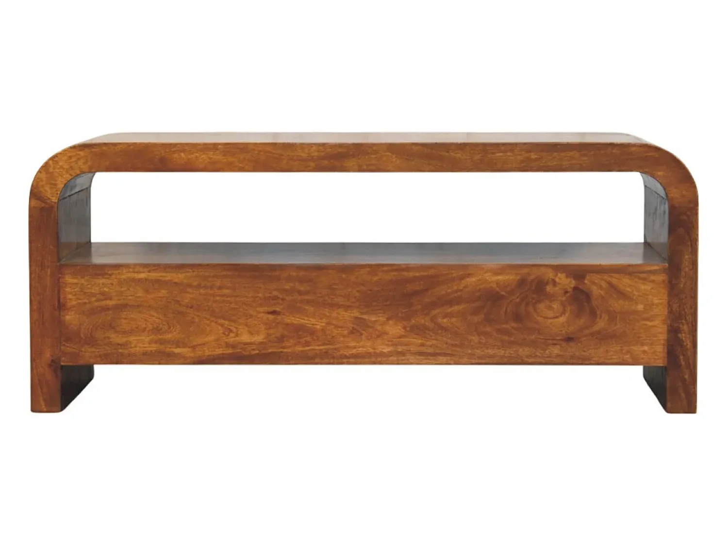Móvel De Tv* Artisan Furniture Madeira maciça Unidade de Mídia Darcy com 3 Gavetas e Prateleira Aberta em Tom Castanho