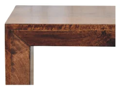 Mesa De Apoio* Artisan Furniture Madeira maciça Mesa Lateral Solis Aberta em Nogueira da Califórnia Castanho