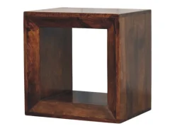 Mesa De Apoio* Artisan Furniture Madeira maciça Mesa Lateral Solis Aberta em Nogueira da Califórnia Castanho