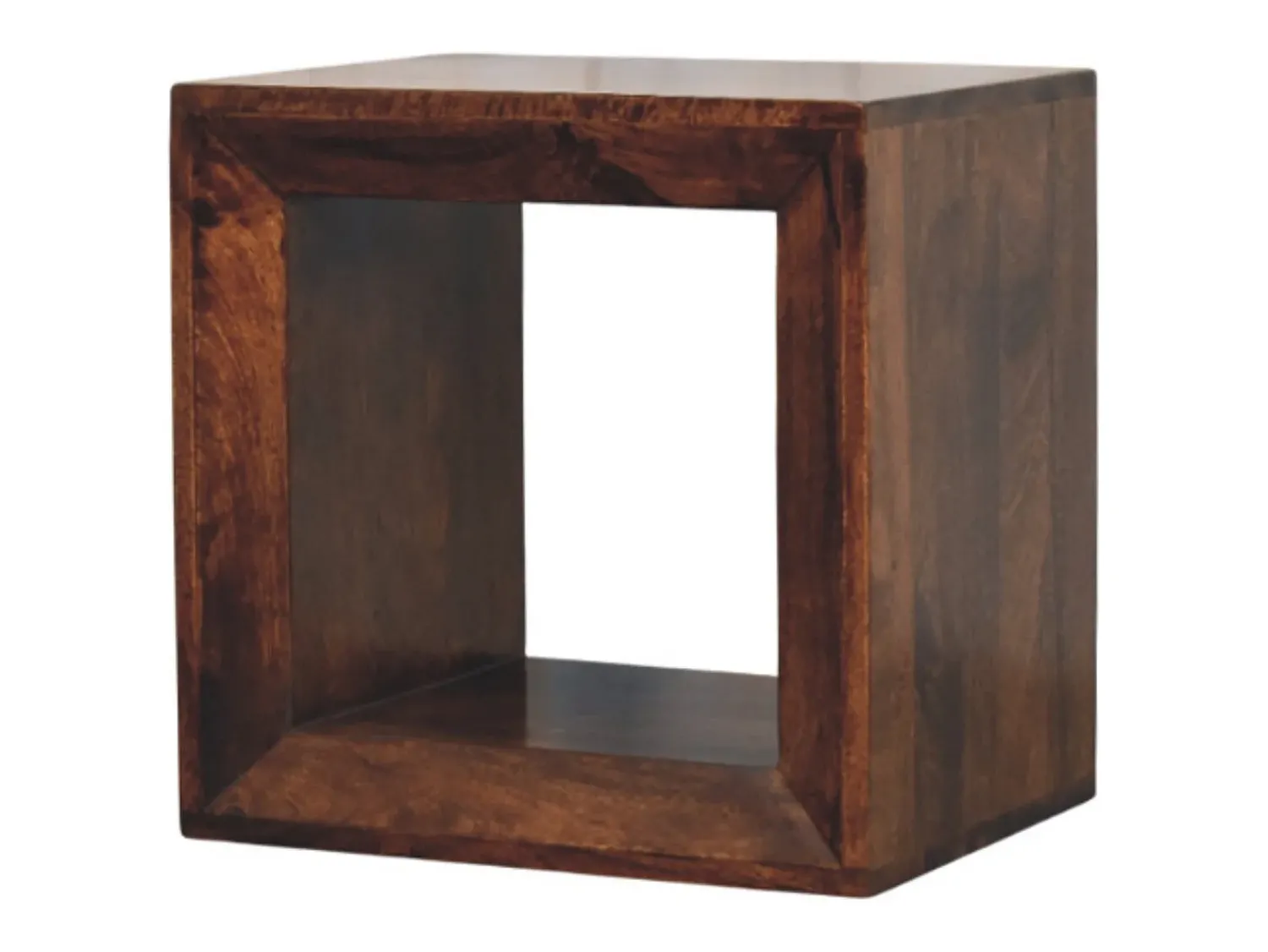 Mesa De Apoio* Artisan Furniture Madeira maciça Mesa Lateral Solis Aberta em Nogueira da Califórnia Castanho