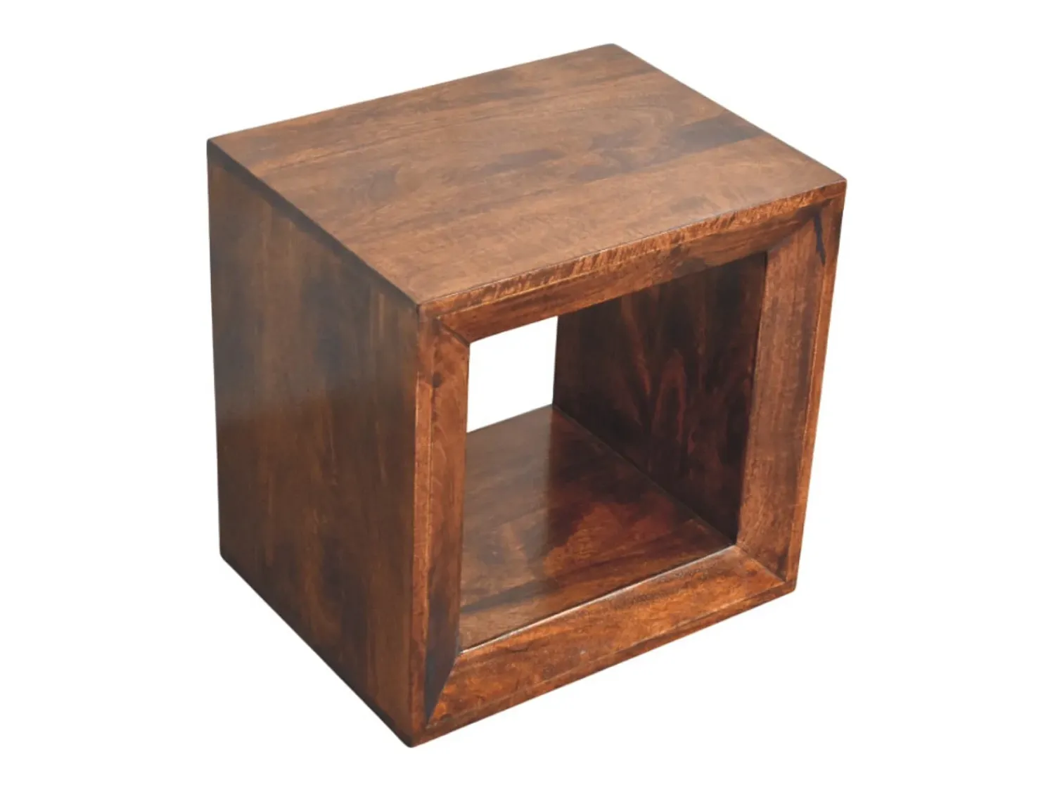 Mesa De Apoio* Artisan Furniture Madeira maciça Mesa Lateral Solis Aberta em Nogueira da Califórnia Castanho