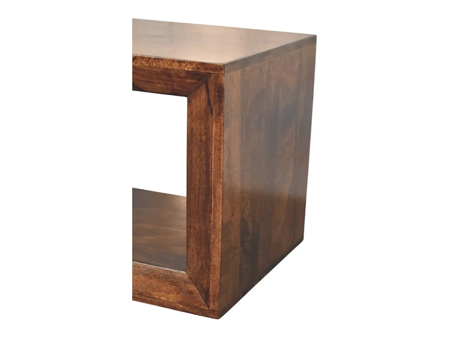 Mesa De Apoio* Artisan Furniture Madeira maciça Mesa Lateral Solis Aberta em Nogueira da Califórnia Castanho