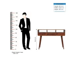 Consola| Artisan Furniture Madeira maciça Mesa Console Tripla Curva em Tom Castanho