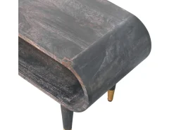 Móvel De Tv* Artisan Furniture Madeira maciça Unidade de Mídia com Bordas Curvas e Detalhes em Latão Castanho