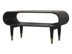 Móvel De Tv* Artisan Furniture Madeira maciça Unidade de Mídia com Bordas Curvas e Detalhes em Latão Castanho