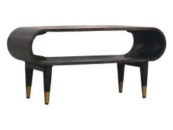Móvel De Tv* Artisan Furniture Madeira maciça Unidade de Mídia com Bordas Curvas e Detalhes em Latão Castanho