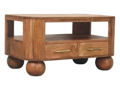 Artisan Furniture Madeira maciça Mesa de Centro Briarwood com Frisos Castanho