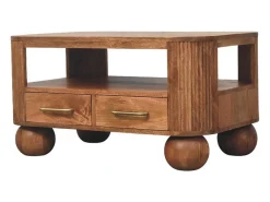 Artisan Furniture Madeira maciça Mesa de Centro Briarwood com Frisos Castanho