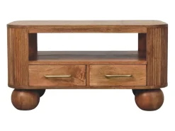 Artisan Furniture Madeira maciça Mesa de Centro Briarwood com Frisos Castanho