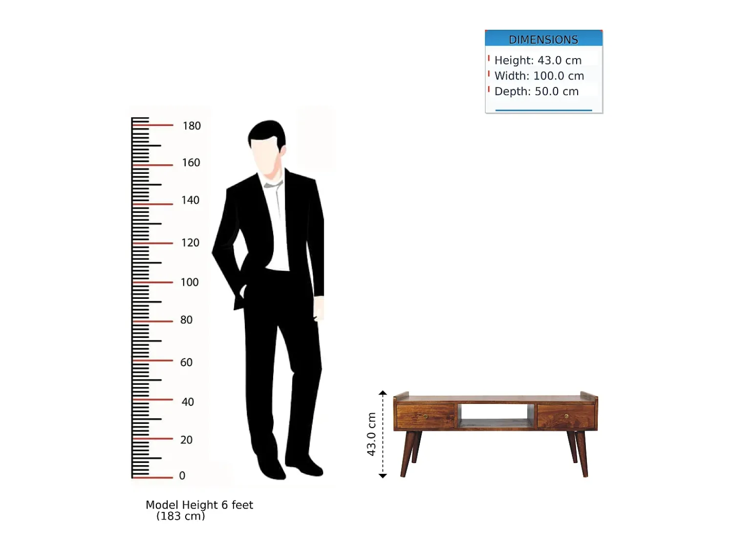 Móvel De Tv| Artisan Furniture Madeira Maciça Móvel de Mídia Elevado em , 4 Gavetas e Compartimento Aberto, Marrom Escuro Castanho