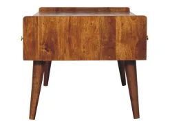 Móvel De Tv| Artisan Furniture Madeira Maciça Móvel de Mídia Elevado em , 4 Gavetas e Compartimento Aberto, Marrom Escuro Castanho