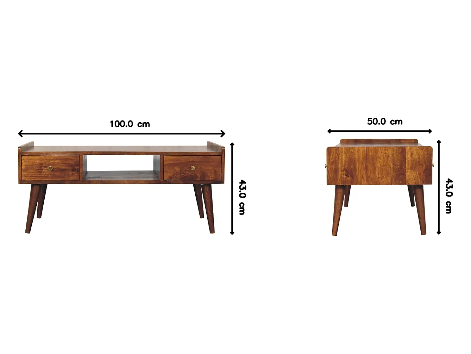 Móvel De Tv| Artisan Furniture Madeira Maciça Móvel de Mídia Elevado em , 4 Gavetas e Compartimento Aberto, Marrom Escuro Castanho