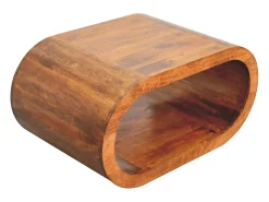 Mesa De Centro* Artisan Furniture Madeira Maciça Mesa de Centro Amaya, Compartimento Aberto, Marrom Escuro Castanho