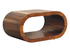 Mesa De Centro* Artisan Furniture Madeira Maciça Mesa de Centro Amaya, Compartimento Aberto, Marrom Escuro Castanho