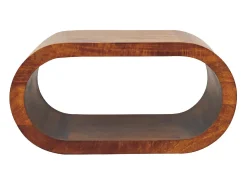 Mesa De Centro* Artisan Furniture Madeira Maciça Mesa de Centro Amaya, Compartimento Aberto, Marrom Escuro Castanho