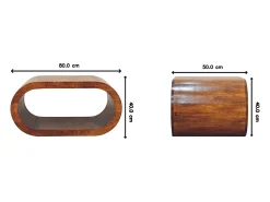 Mesa De Centro* Artisan Furniture Madeira Maciça Mesa de Centro Amaya, Compartimento Aberto, Marrom Escuro Castanho