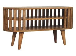 Móvel De Tv| Artisan Furniture Madeira maciça Unidade de Mídia Mini Ariella Castanho
