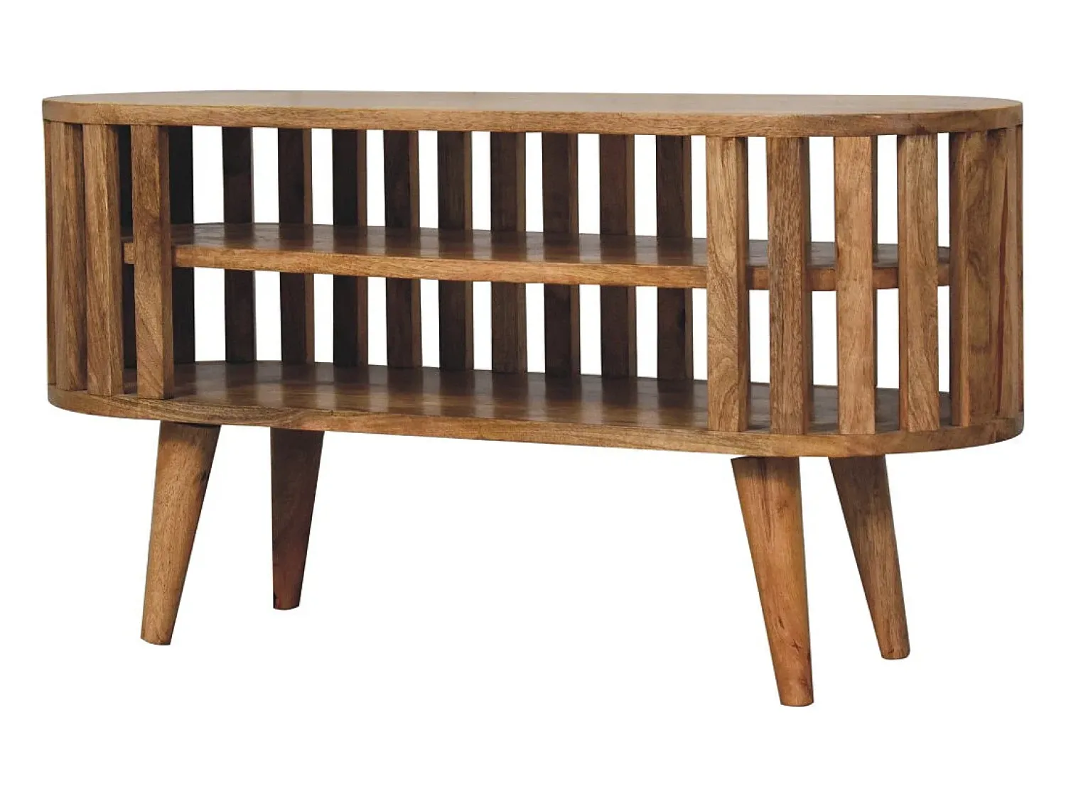 Móvel De Tv| Artisan Furniture Madeira maciça Unidade de Mídia Mini Ariella Castanho