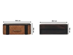 Outlet Artisan Furniture Madeira maciça Gaveta de Parede Curva em Rattan Castanho