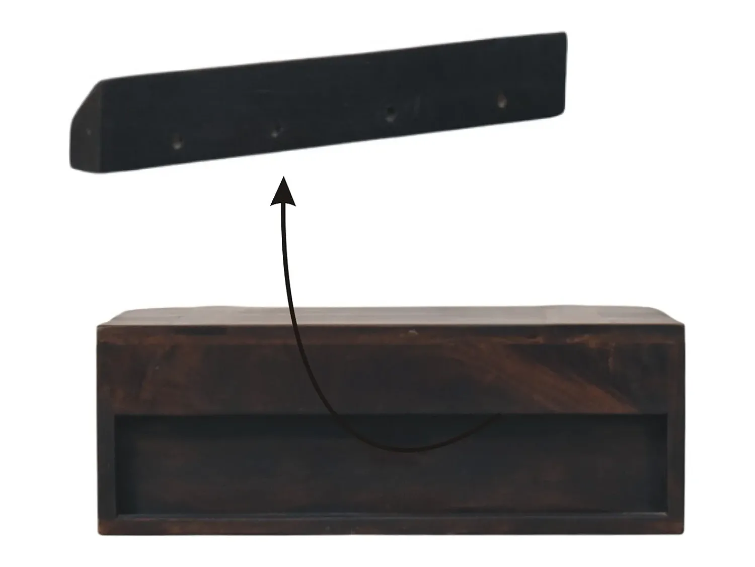 Outlet Artisan Furniture Madeira maciça Gaveta de Parede Curva em Rattan Castanho