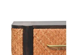 Outlet Artisan Furniture Madeira maciça Gaveta de Parede Curva em Rattan Castanho