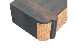 Outlet Artisan Furniture Madeira maciça Gaveta de Parede Curva em Rattan Castanho