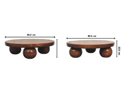 Clearance Artisan Furniture Mesa de cabeceira em madeira maciça castanha com bola central Castanho