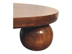 Clearance Artisan Furniture Mesa de cabeceira em madeira maciça castanha com bola central Castanho