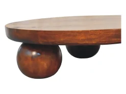 Clearance Artisan Furniture Mesa de cabeceira em madeira maciça castanha com bola central Castanho