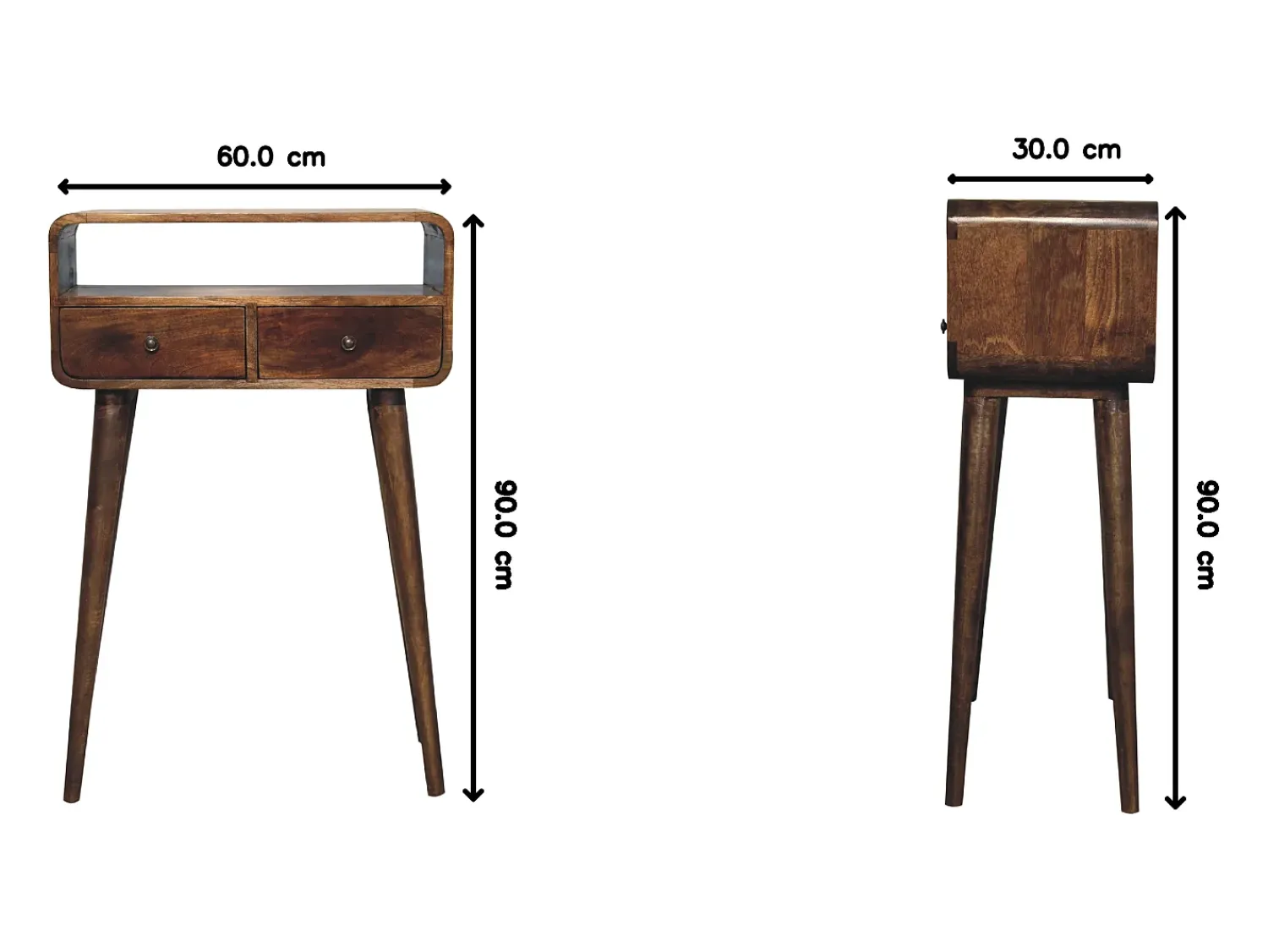 Consola* Artisan Furniture Mini consola curva cinza desbotado Castanho